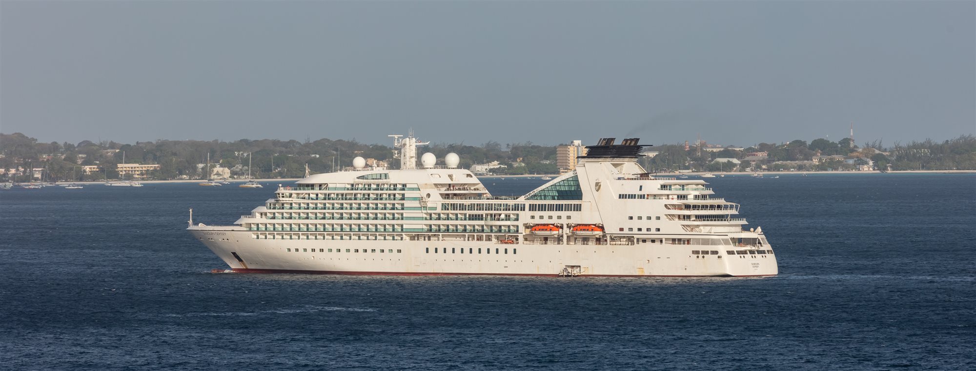 Seabourn ultra-luxury cruise ship near the Greek isles